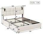 Lit coffre double 160x200 liseuse