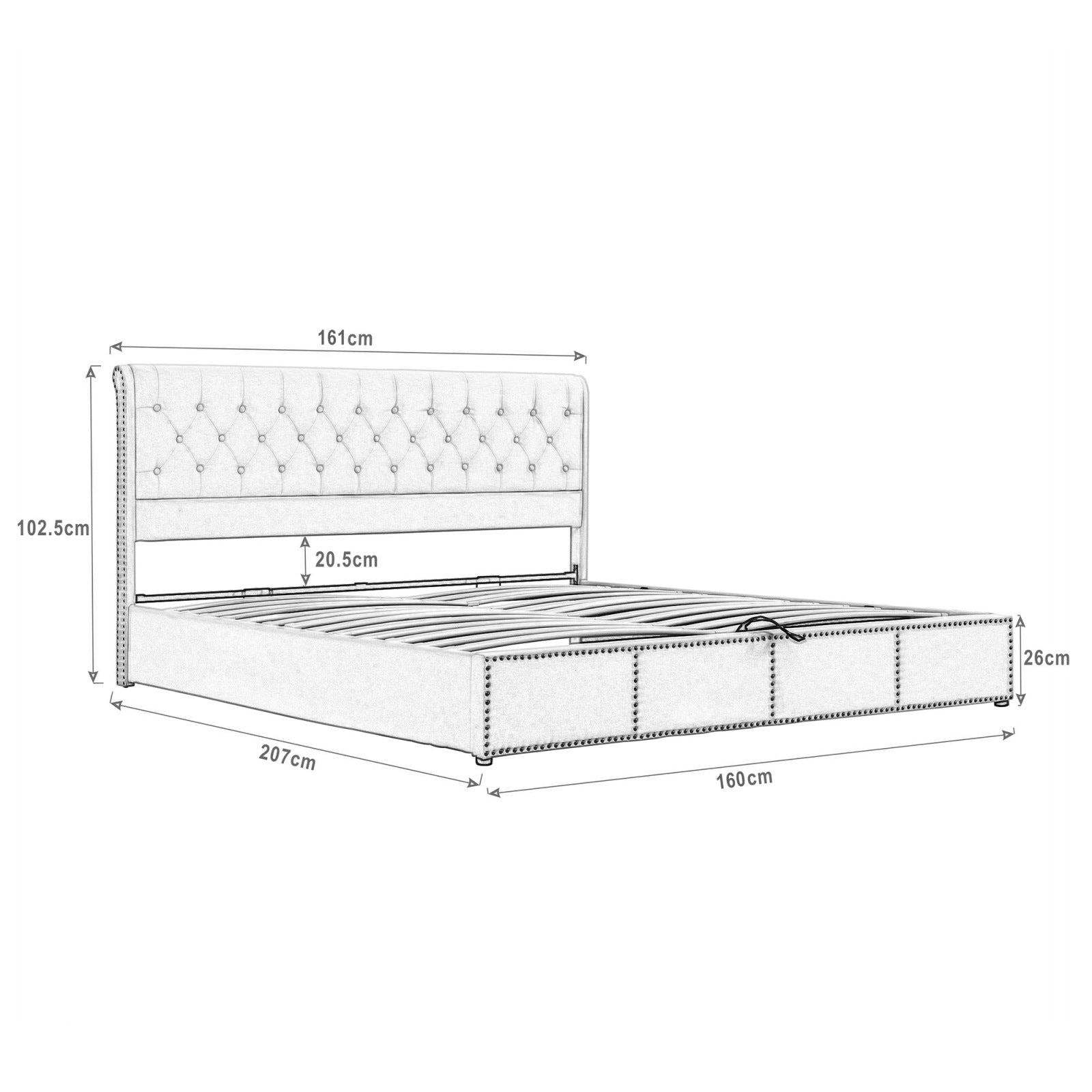 Lit coffre double 160x200 revêtement velours