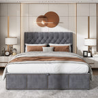 Lit coffre double 160x200 revêtement velours