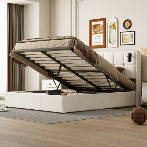 Lit coffre double 160x200 liseuse